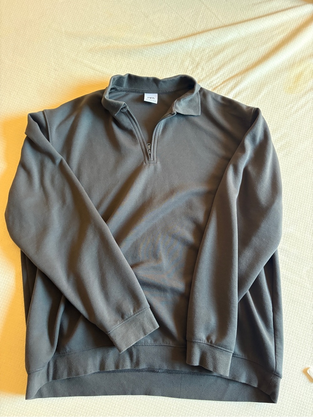 Zara Men's Quarter-Zip Pullover Sweater - Charcoal